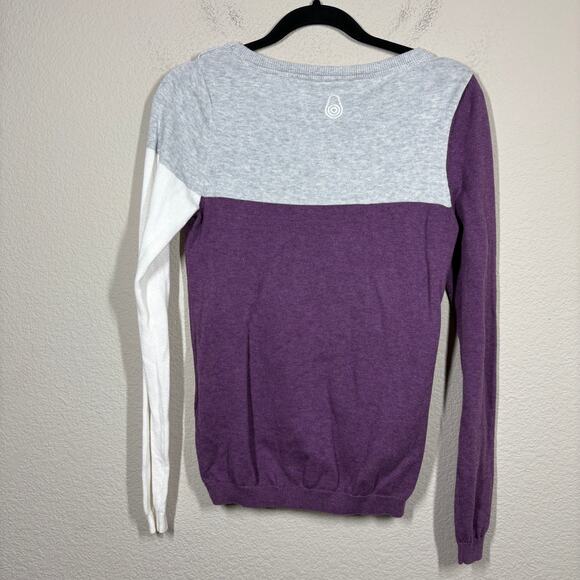 Sail Racing Womens Small Sweater Purple Gray Colorblock Cotton Button Shoulder - Picture 2 of 9